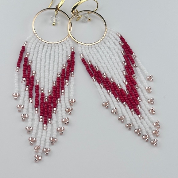 Handcrafted Beaded Fringe Earrings - Picture 9 of 11